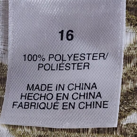 Alfred Dunner Citron Yellow Brown Floral Pearlized Button Up Poly Shacket Sz 16 - Picture 16 of 16